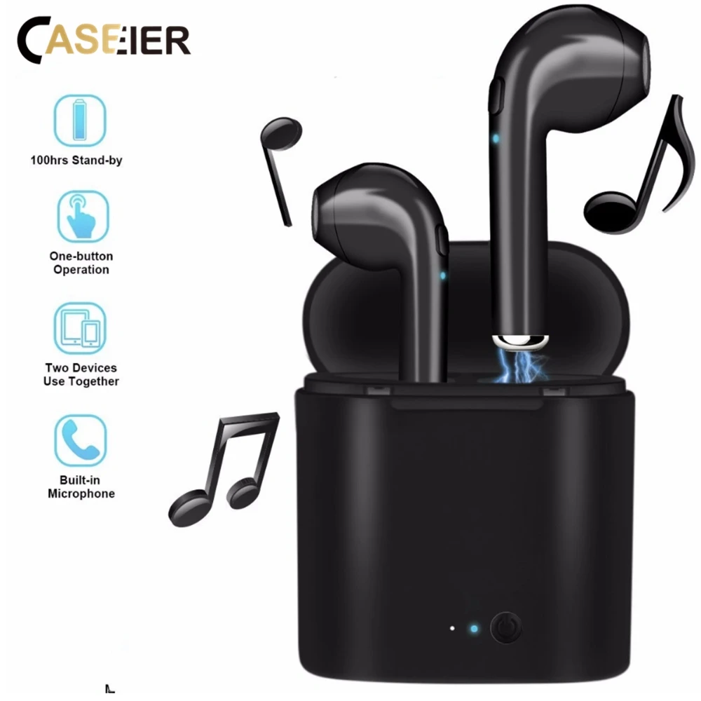 

CASEIER i7S TWS Bluetooth Wireless Earphone For iPhone Music Running Sports Dynamic Stereo Earbud Charging Box Mic Phone Headset