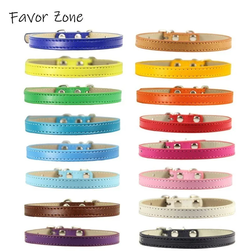 

PU Leather Solid Colorful Dog Collar Adjustable Puppy Kitten Pet Collars Neck Strap For Small Medium Large Dogs Cats Pet Product
