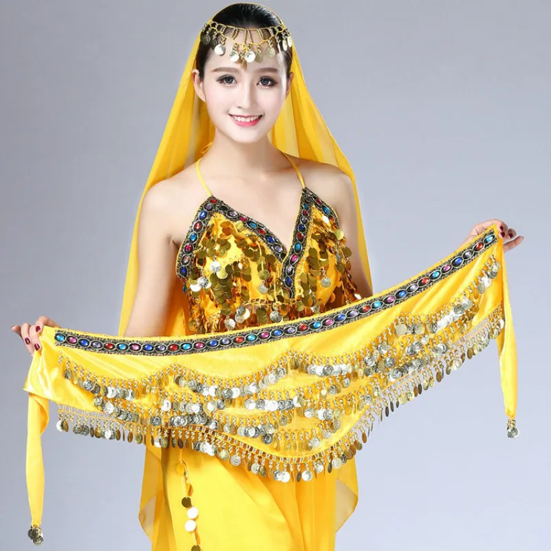 glitter fringe sequin Belly dance hip scarf sequins and shining coins sparkly belly costumes accesorios bellydance free shiping |