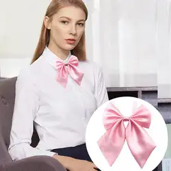 Для женщин Мода Формальные розовая рубашка Атлас регулируемая застежка ремень галстук бабочка Твердые
