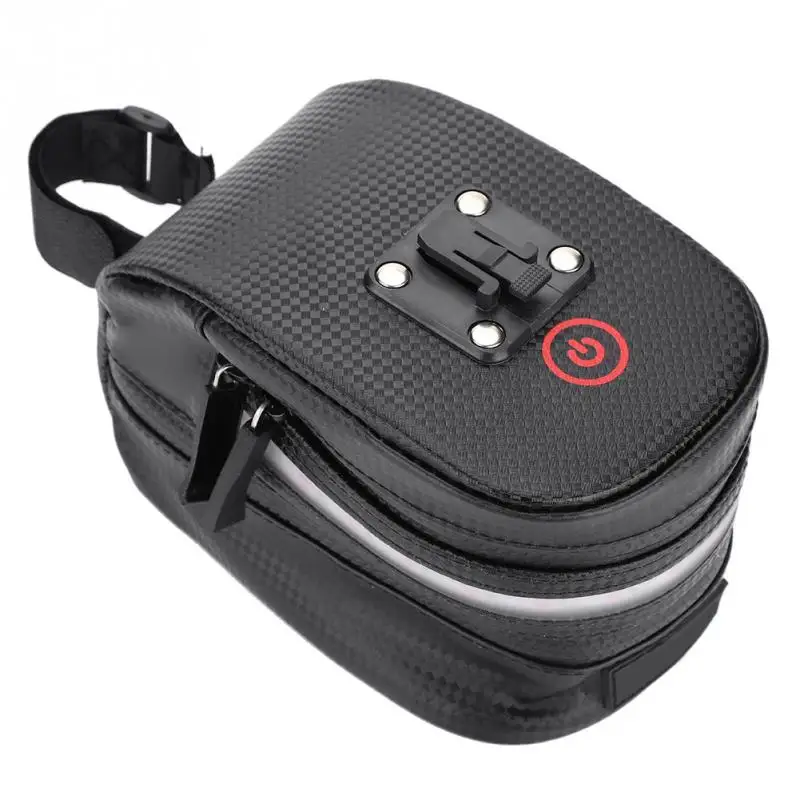 Bicycle Tail Saddle Bags LED Taillights MTB Seat Pouch with safety