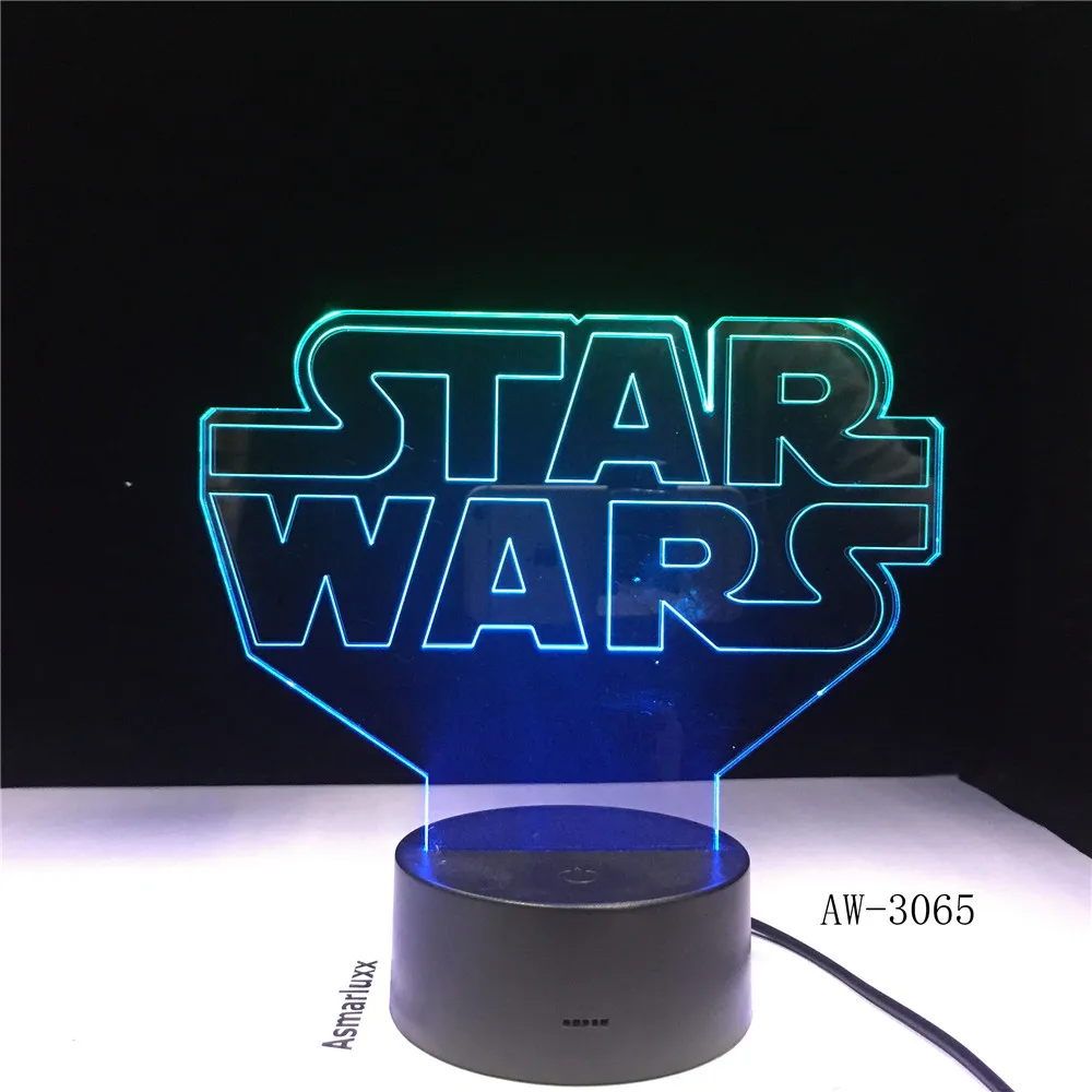 Креативный подарок лампа с логотипом Star Wars 3D ночник USB цветной светодиодный