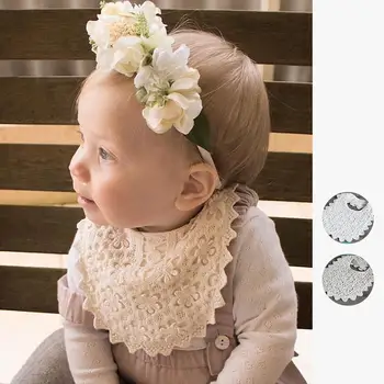 

Baby-shaped Bib Baby Cotton Lace Mouthwash Towel Exquisite Retro Style, Fake Collar Decoration Baby Bibs