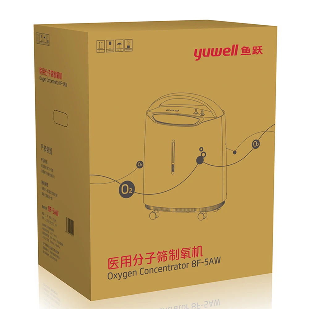 Yuwell 8F-5AW портативный концентратор кислорода беспроводной контроль медицинский 5L кислородный генератор вентилятор медицинский домашний кислородное устройство