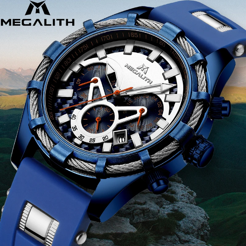 

MEGALITH Fashion Quartz Watch Men Top Brand Luxury Sport Waterproof Chronograph Watch Luminous Hands Wrist Watches For Men Clock