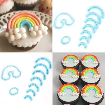 

1Set Rainbow Cake Decoration Mould Baking Cake Mold Plastic Cookie Cutter Fondant Tool Set Cookie Cutter Cake Decorating Tool