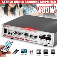 800 W 220 V/12 V 2CH HIFI Car Amplificador di Potenza Stereo Amplificatore Audio Radio FM di DEVIAZIONE STANDARD del USB Per La Casa amplificatore home theater Musica Audio Player
