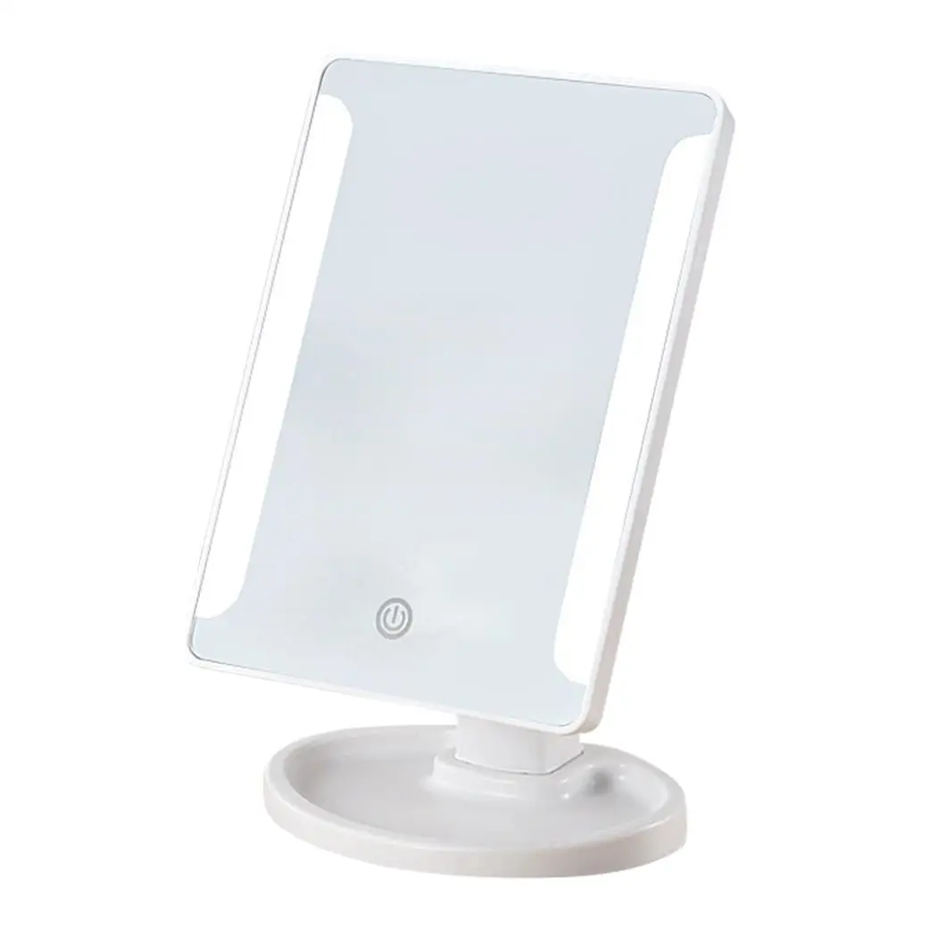

Women Touch Screen Makeup Mirror 360 Degree Rotation LED 4 x AA battery(not included), USB Cosmetic Mirror