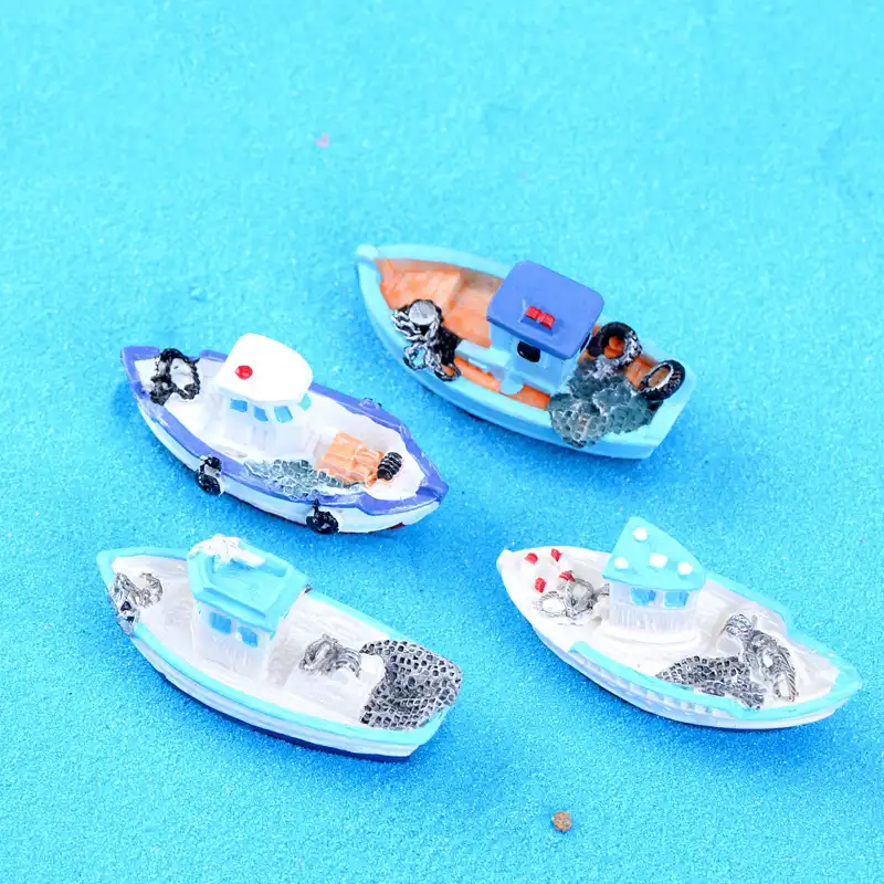 Miniature Mini Boat Model Fishing Ship Toy DIY Craft Home Tabletop Decor Gift