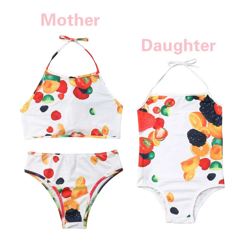 

Mom And Daughter Swimwear Family Swimwear Fruit Print Swimsuit Beachwear Bathing Suit Women Swimming Suit Kids Girls Monokini