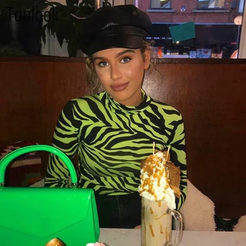 

New Zebra Pattern Bodysuit Women Highneck Stretch Long Sleeve Print Bodycon Sexy Winter Fashion Party Club Casual Body