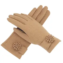 2018 Новые Осенние Зимние Модные женские кашемировые перчатки женские шерстяные перчатки цветок Универсальные женские бежевые перчатки