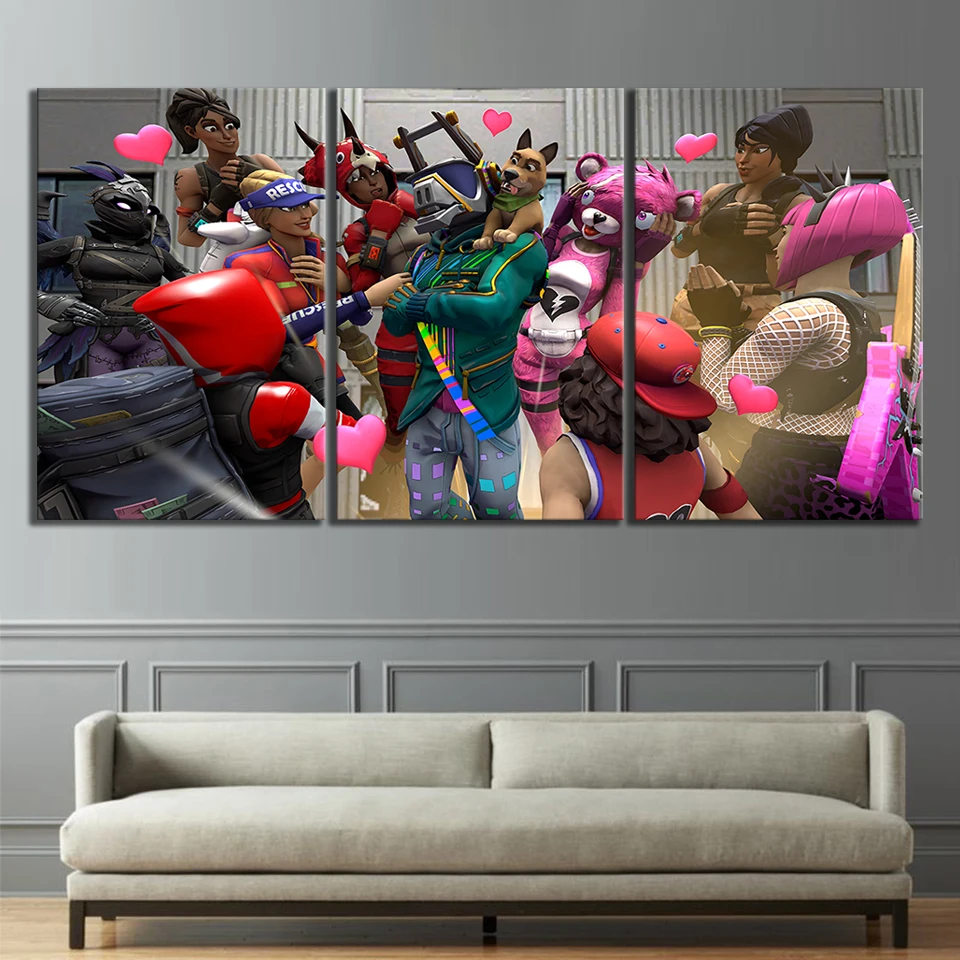 

3 Piece Fortnight Battle Royale Map Video Game Poster Fort Pictures Landscape Wall Art for Living Room Decor Canvas Wholesale