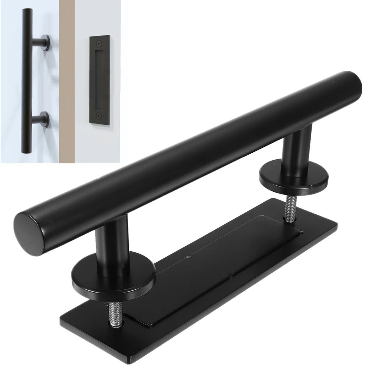 

12inch Wood Door Bar Pull Stainless Steel Black Sliding Barn Door Flush Pull Handle Door Width 35-45mm Long Service Life Durable
