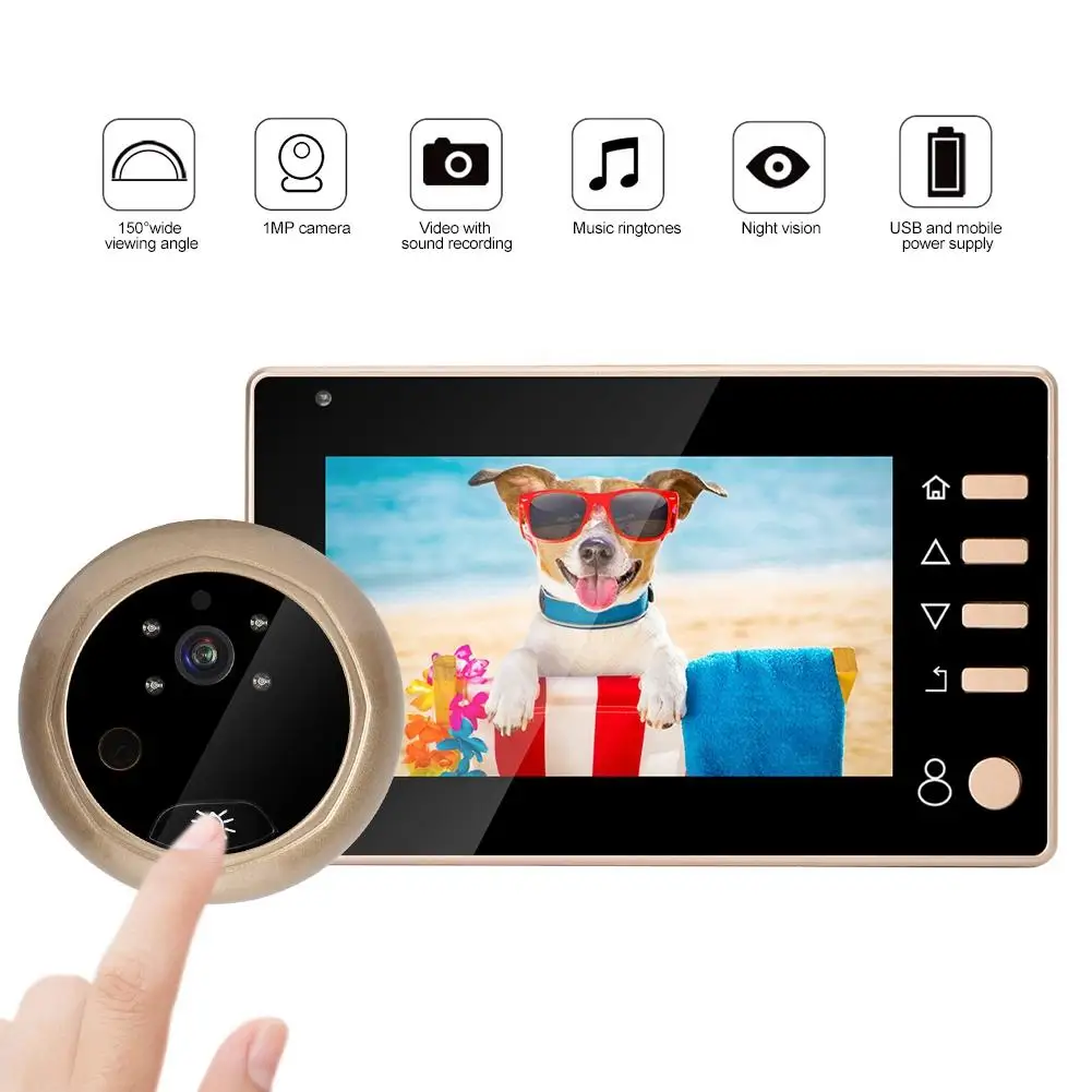 

4.3in 1MP HD Cat Eye Camera Display Video Doorbell Kit Recording Night Vision 2019 NEW