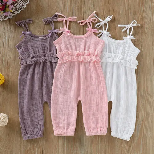 Одежда для новорожденных девочек; хлопковое однотонное кружевное с рюшами без рукавов; Комплект из трех цветов; брюки