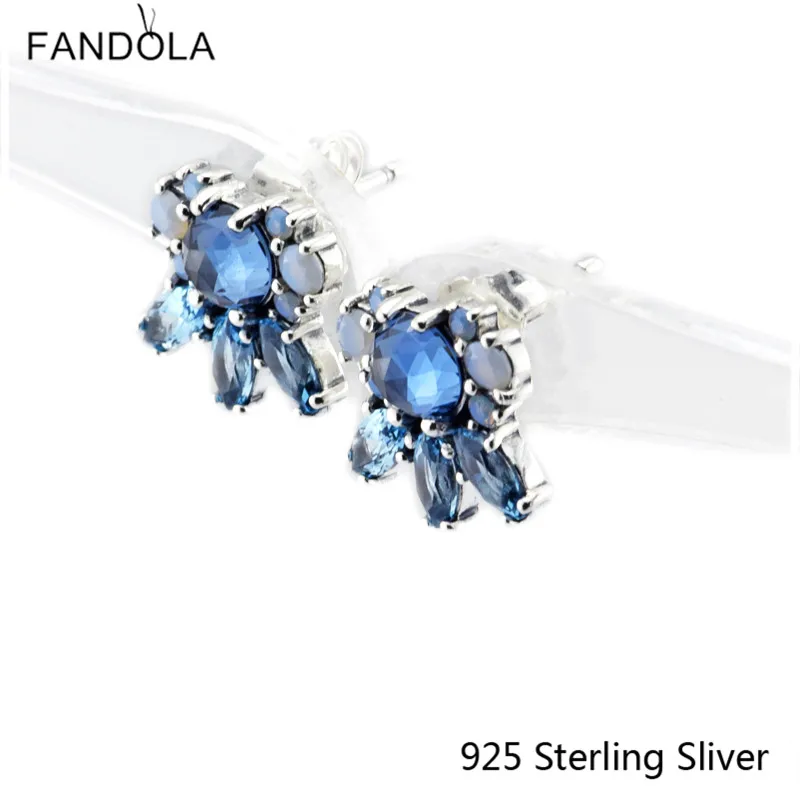 

CKK Silver 925 Jewelry Stud Earrings Patterns of Frost, Multi-Colored Crystal For Women Sterling Silver Earrings