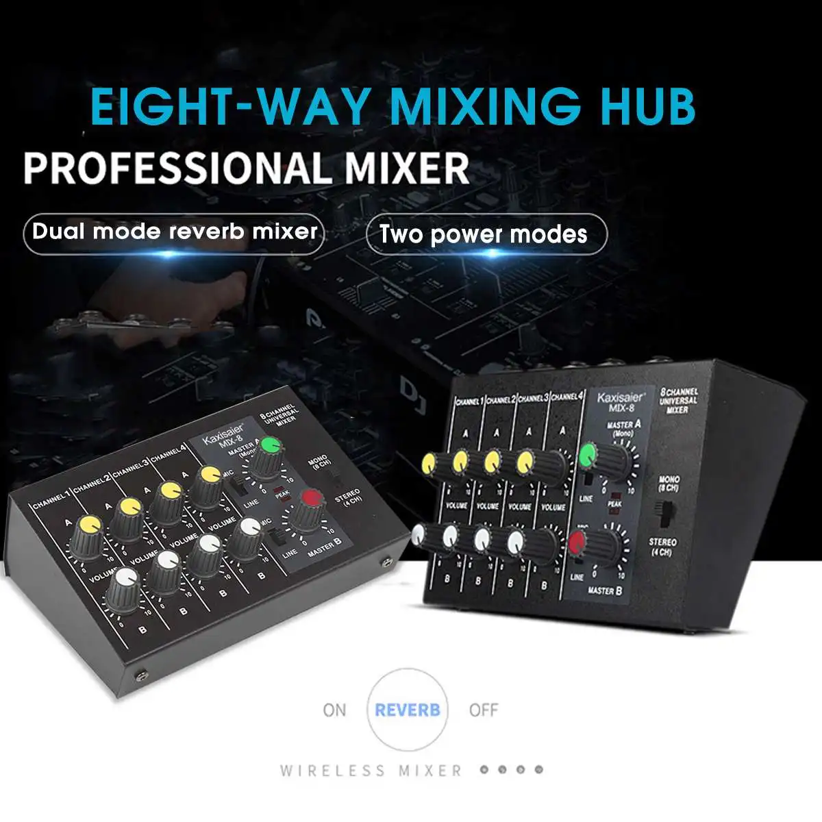 

KINCO Professional Mini Mixer 8 Channel Live Studio Audio KTV Karaoke Mixer Mixing Console 48V for Family KTV 100~220V