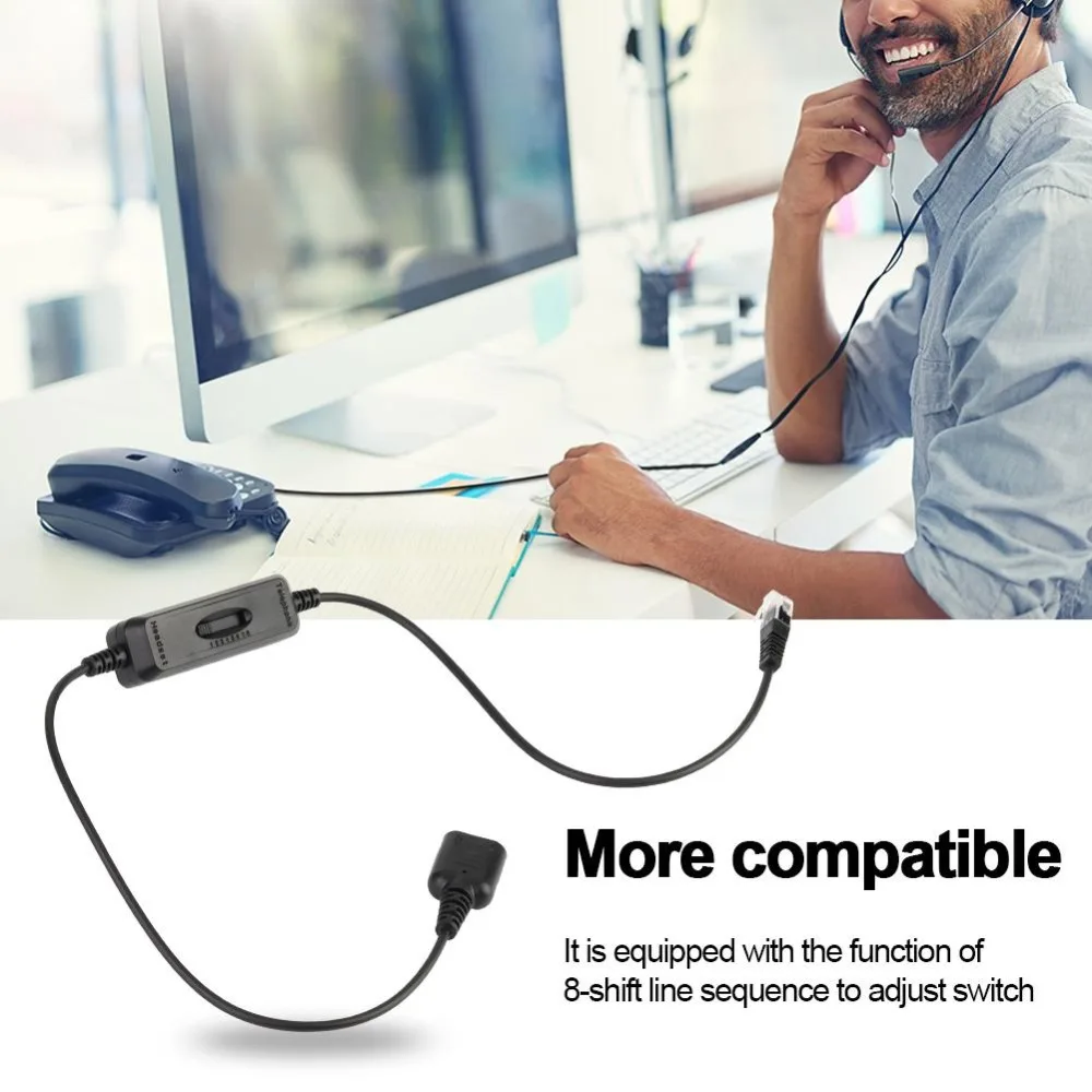 

Headset Adapter Cable 3.5mm Crystal Head Telephone Headphone Converter for Call Center Headset Customer Service Earphones