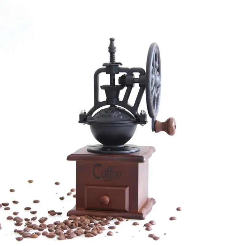 Ручная кофемолка, деревянная кофемолка для зерен, шлифовальный круг обозрения, кухонный Ретро стиль, дизайн, винтажная кофеварка, инструмент