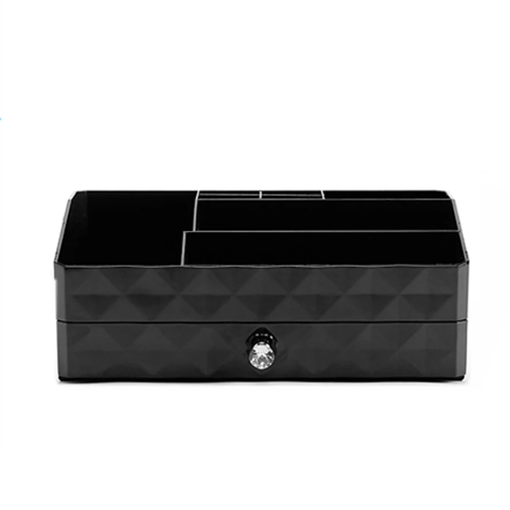 

Portable Drawers Storage Box Cosmetics Organizer Makeup Storage Case Dustproof Table Cosmetic Container (Black)