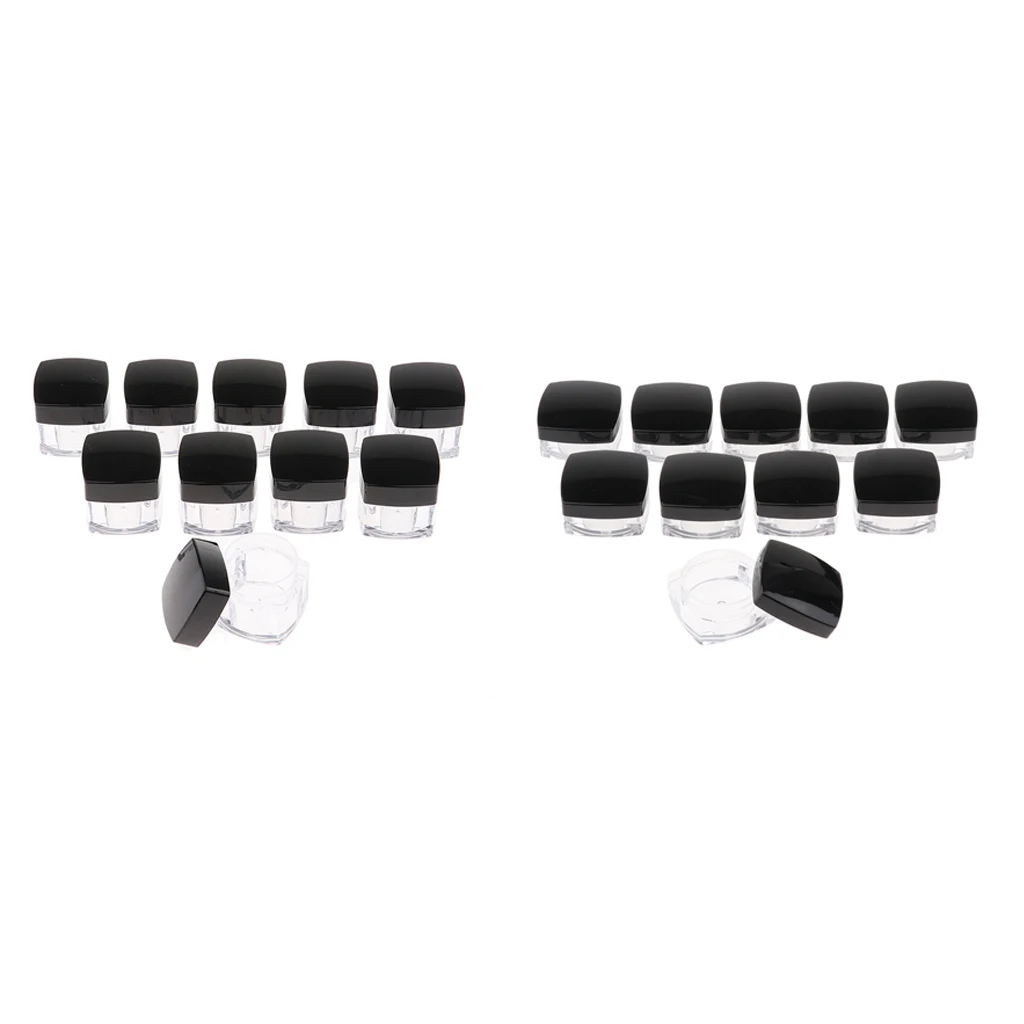 

MagiDeal 10Pcs 10/20g Acrylic Square Cosmetic Jars Pot Lotion Cream Sample Container Vials Mask Containers