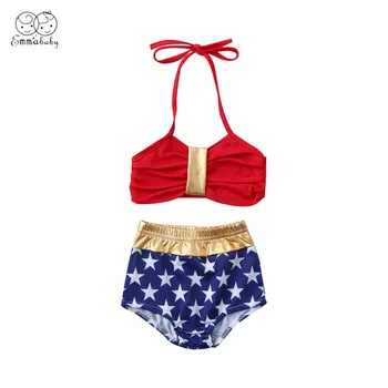 

2019 Emmababy New Cute Baby Girls Toddler Kids Stars Swimwear Swimsuit Tankini Set Bathing 1-6T