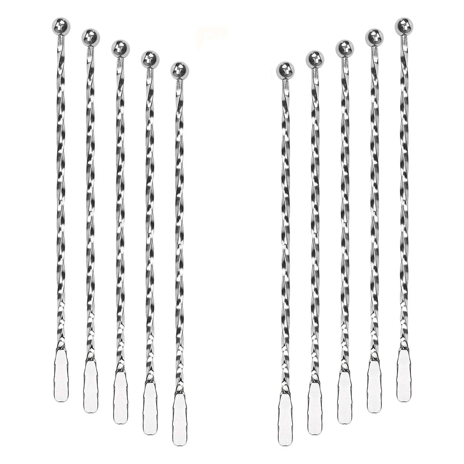 

Cocktail Stirrers Set of 10 Stainless Steel Bar Mixing Spoon Cocktail Mixing Spoon 22cm