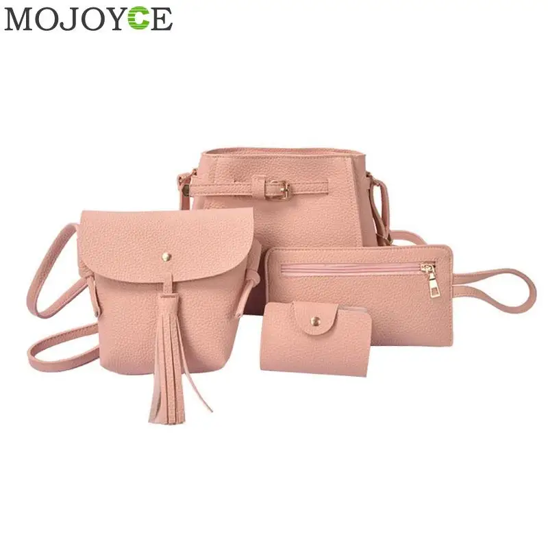 

4PCS/Set Women Composite Bags Ladies Handbags Female PU Leather Shoulder Messenger Bags Tote Shopping Bag bolsa feminina