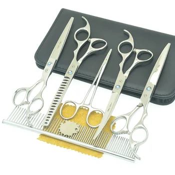 

Meisha 7.0" Pet Beauty Grooming Scissors Set Professional JP440C Dog Hair Cutting Thinning Curved Scissors with Comb Bag HB0210