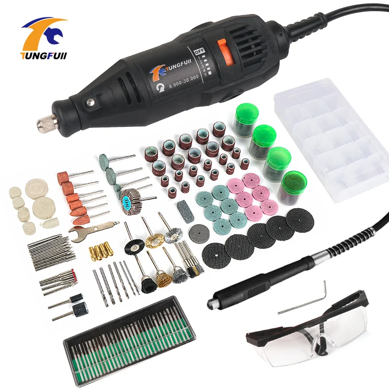 

Tungfull Electric Drill Rotary Tool Mini Drill With Flexible Shaft 192PC Accessories Power Tools for Dremel 3000 4000