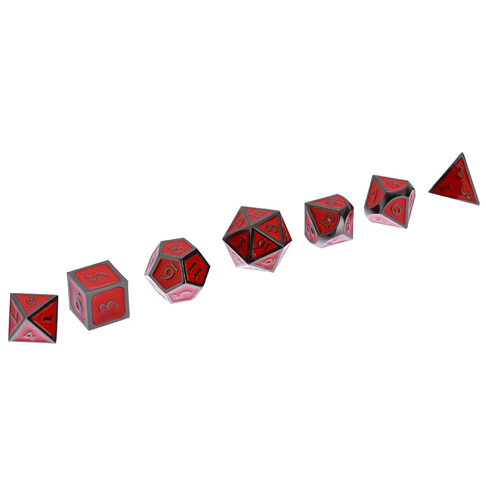 7Pcs/Set Red Antique Metal Polyhedral Dice For DND RPG MTG Role Playing Game Multi Sides Playing Game Dice Set