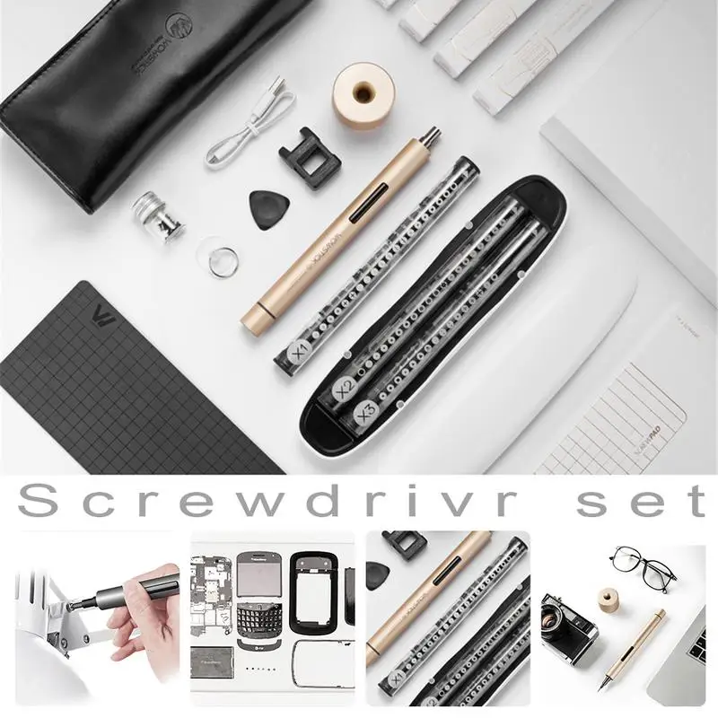 

Mini Electric Screwdriver Rechargeable Cordless Power Screw Driver Kit with Lithium Battery Operated Phone Camera Repair Tools