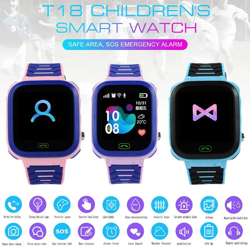 

T18 Children's Smart Watch Waterproof Intelligent Anti-lost Call Positioning Multifunctional Smart Wristband
