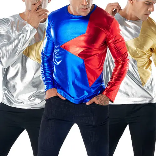 2018 Fashion Men Solid Glitter Sequins Nightclub Hoodie