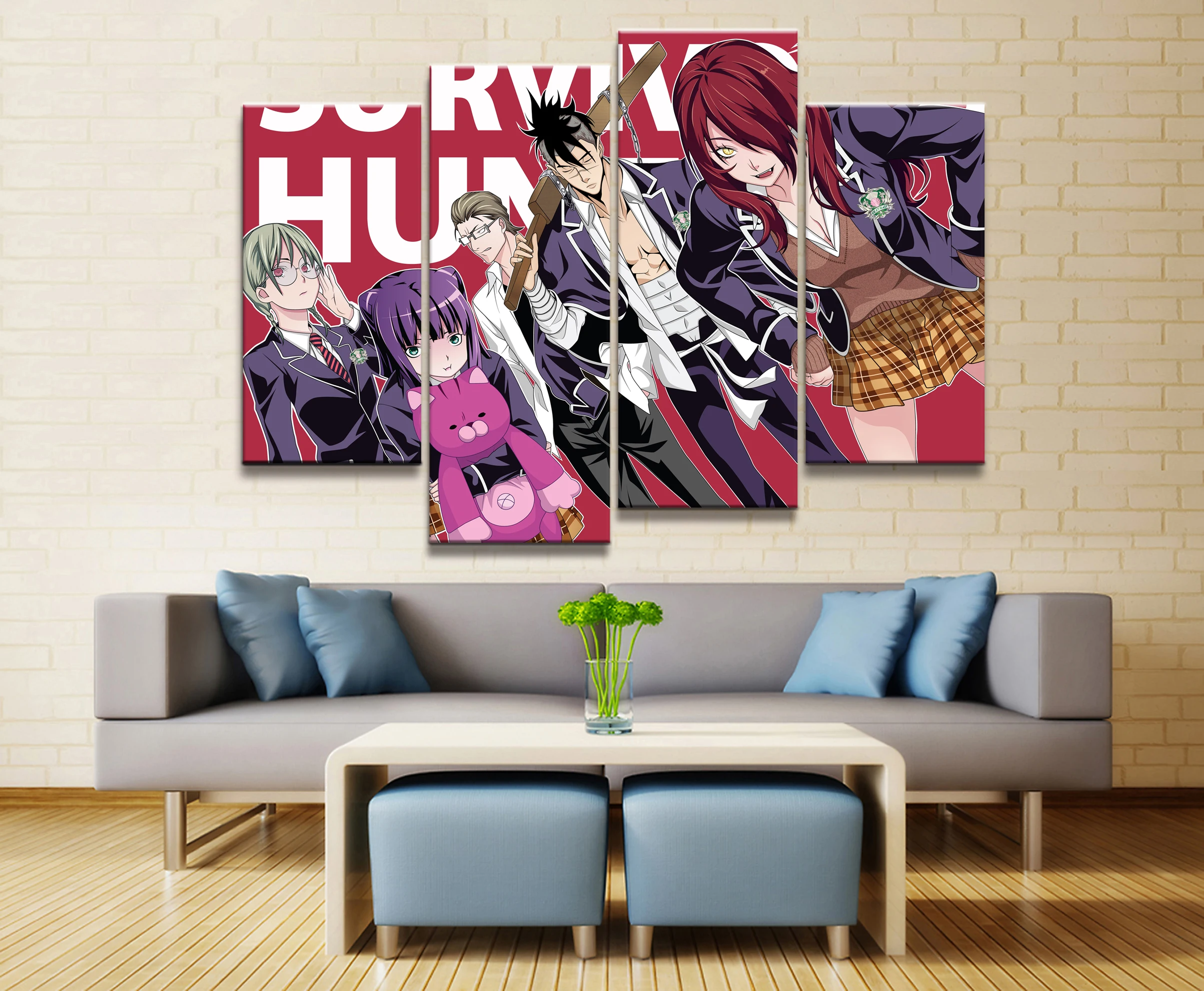 Домашний декор Модульная картина из холста 4 предмета Shokugeki No Soma аниме персонажи