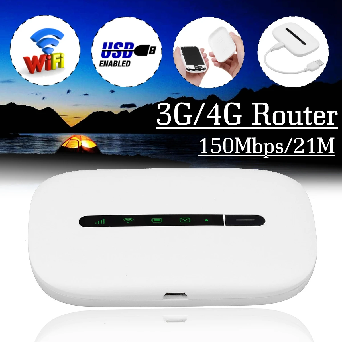 

Portable Unlockeds E5330 150Mbps 3G/4G Router LTE Wireless Mobile Wifi LTE/HSPA /3G/EDG E/GPRS Networks