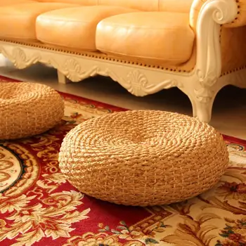 

Rustic Round Rattan Tea Ceremony Straw Cushion Burmese Narcissus Vine Natural Environmentally Friendly Hand-woven Tatami Cushion