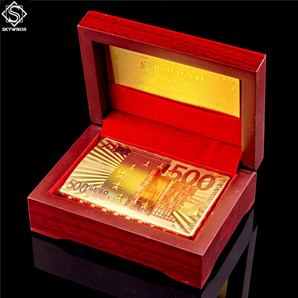 

Waterproof Playing Cards Gold Poker Durable Creative Gift Plastic Playing Deck Cards w/ Red Luxury Wooden Box