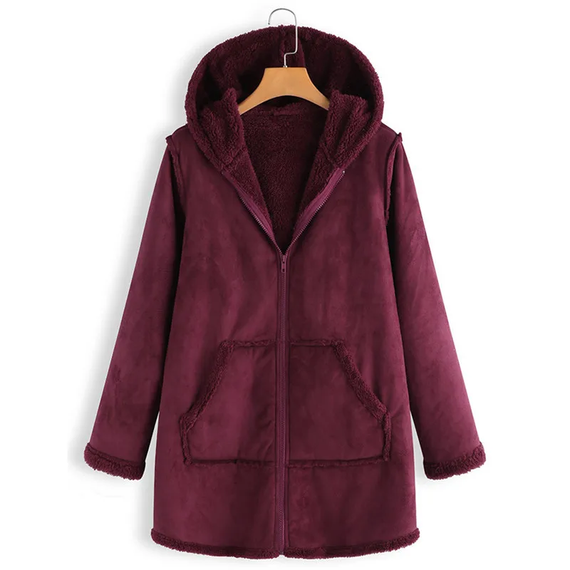 High Quality Hooded Coats Cotton Winter Jacket Womens Outwear Coat Warm Outwear Solid Hooded Pockets Vintage Oversize Coats High Quality Hooded Coats Cotton Winter Jacket Womens Outwear Coat Warm Outwear Solid Hooded Pockets Vintage Oversize Coats
