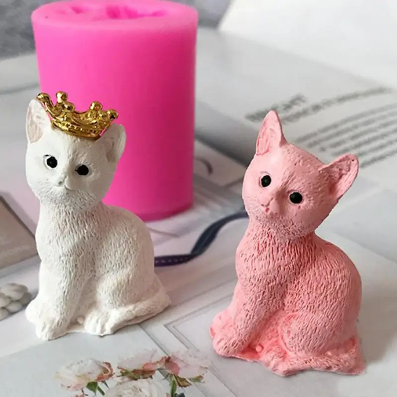3D малая Свеча кошка пресс форма для мыла шоколада Сделай Сам мыло формы украшения