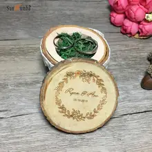 1 шт. деревенский деревянный коробка для колец на заказ держатель Свадебный декор индивидуальный Винтаж вечерние партии обручение Свадебные украшения кольцо подушк