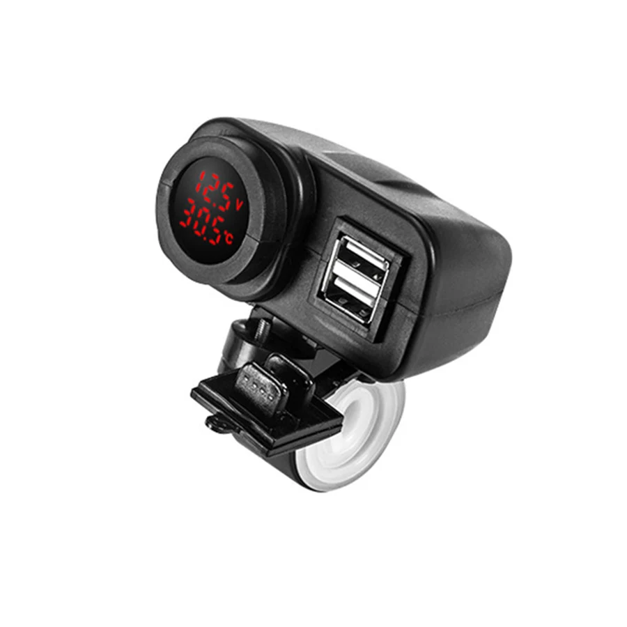 

Universal Motorcycle Dual USB Charger 4.2A Digital Red LED Voltmeter with Location Chip
