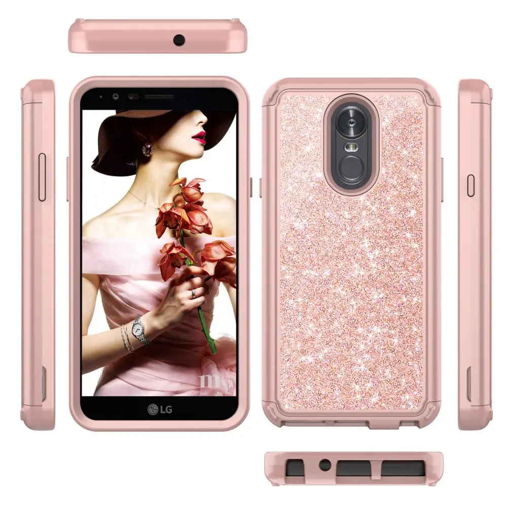 

Tobebest Glitter Cases for LG Stylus 4 Stylo 4 Bling Shinning TPU+PC 3 Layer Protective Back Cover for LG Q Stylus 4 6.2''