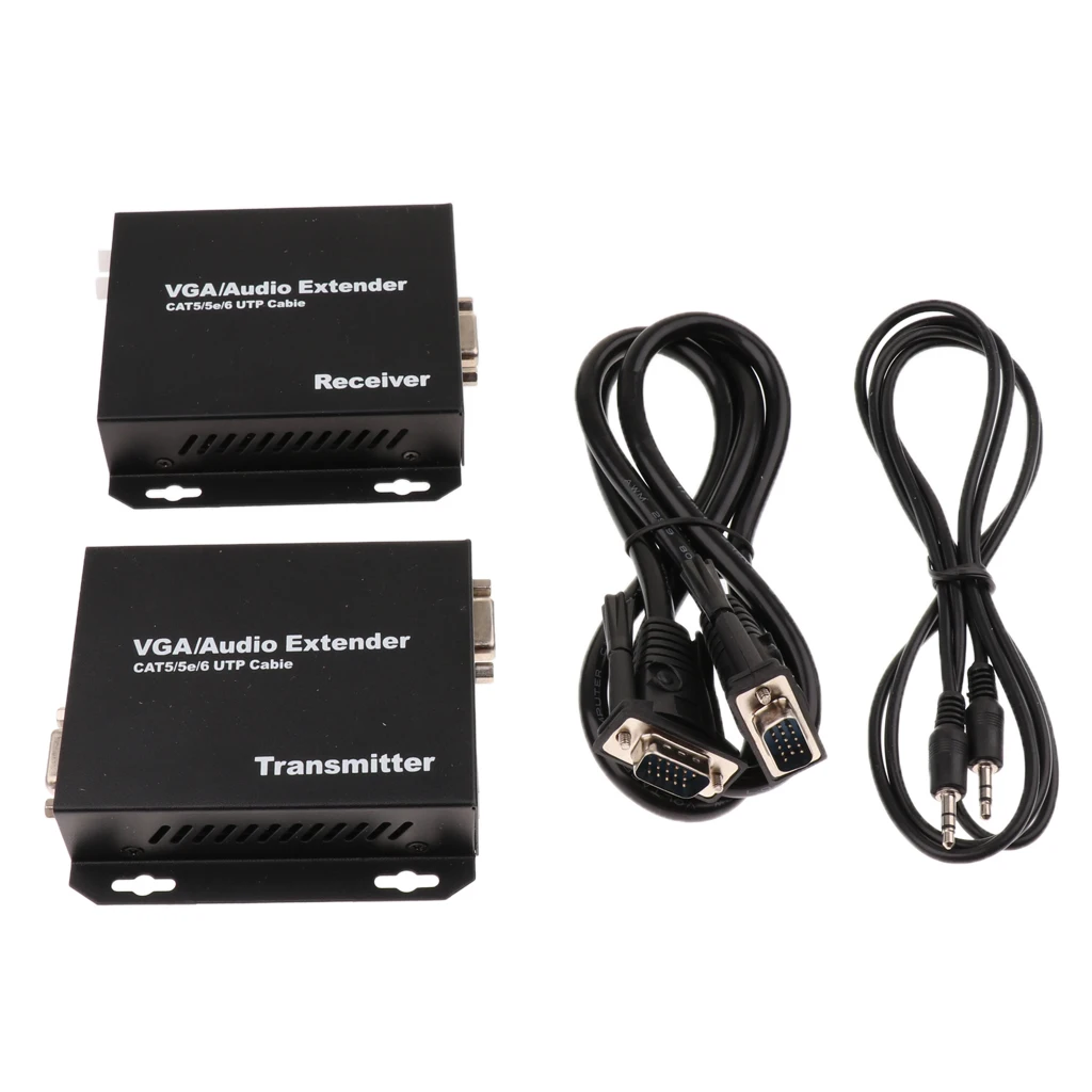 

MagiDeal VGA Video Extender 200m/656ft Transmitter Receiver RJ45 Cat5e Cable 1080P