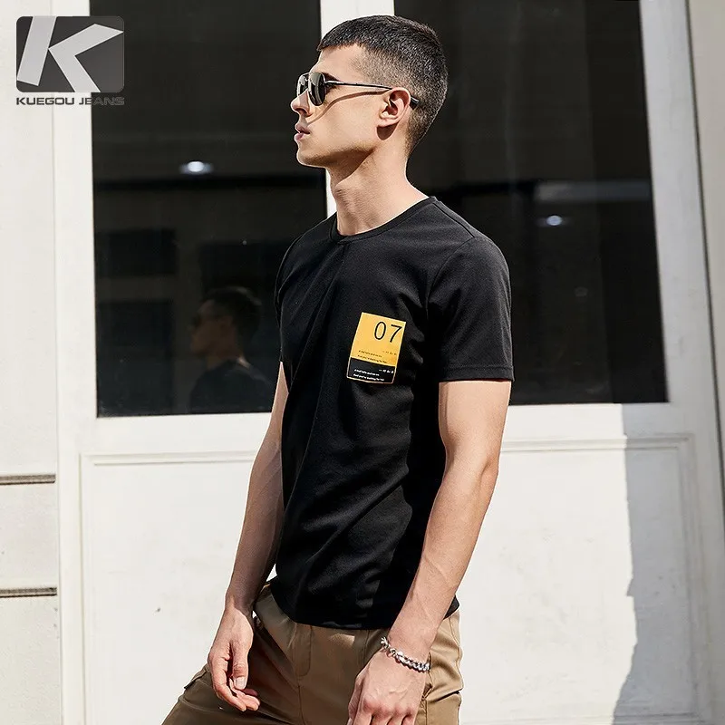 

Summer 2019 Men T Shirt Cotton Print Black Color For Man Fashion Short Sleeve Slim Fit T-shirt Male Wear Tops Tee Shirt 09341