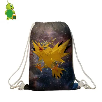 

Pokemon Zapdos Galaxy Space Drawstring Bag women men casual travel shoulder bags boys girls school bags storage shopping bag