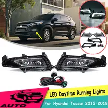 1 пара Белый светодиод Drl для hyundai Tucson 2015 2016 2017 2018 габаритные огни дневного света 12 В Abs туман крышка лампы стайлинга автомобилей