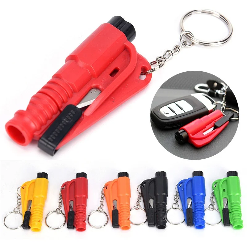 DEDC 1 Pc 3 In 1 Car Escape Tool Mini Emergency Safety Hammer Keychain