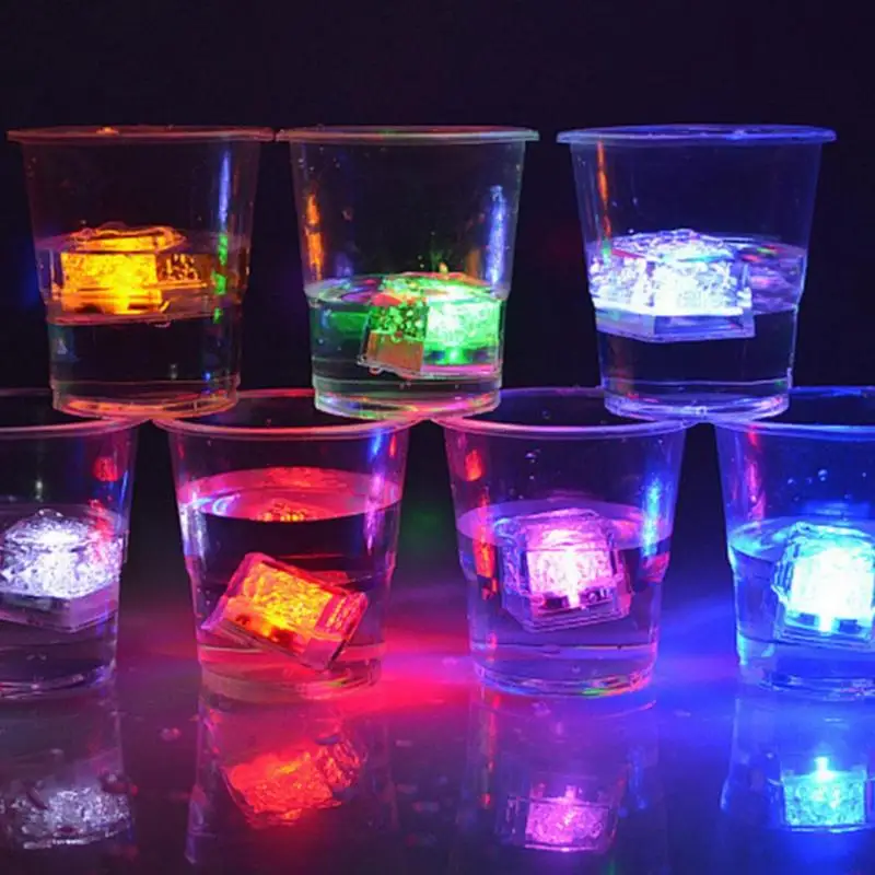 

12pcs DIY LED Night Glowing Ice Cubes 2019 Colorful Flash Party Drinking Ice Cubes Changing Wedding Festival Decor Props 7 Color